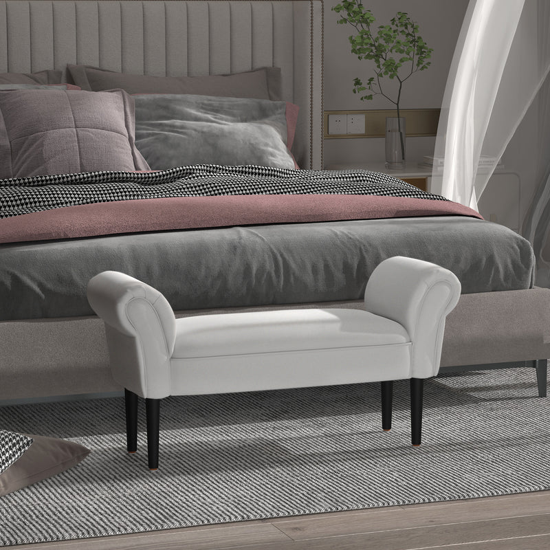 Panca Fondo Letto  102x31x51 cm in Tessuto Flanella  Grigia-2