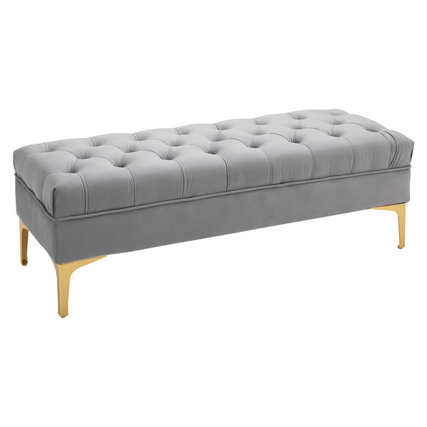 Banquette bout de lit rembourrée 118x45x42 cm en tissu velours gris online