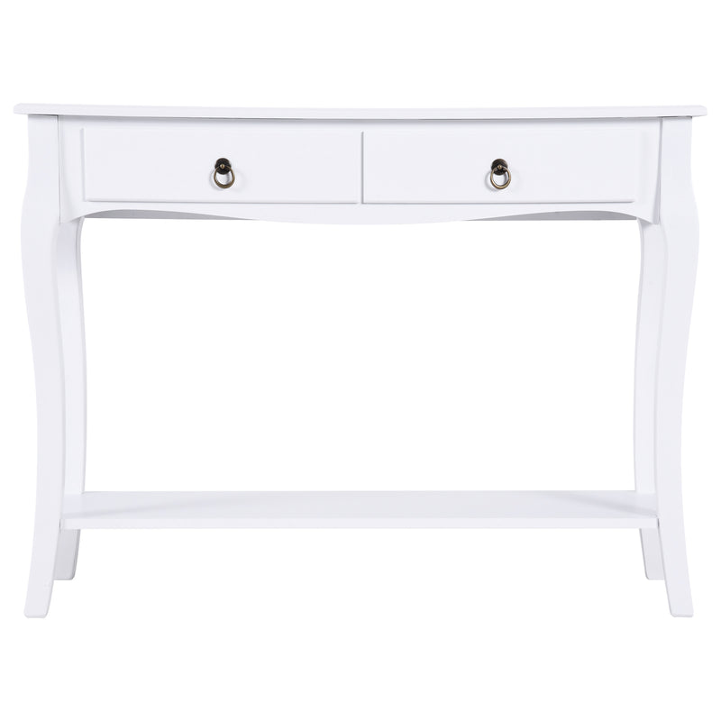 Tavolo Consolle per Ingresso Bianco Opaco 100x33x76 cm -4