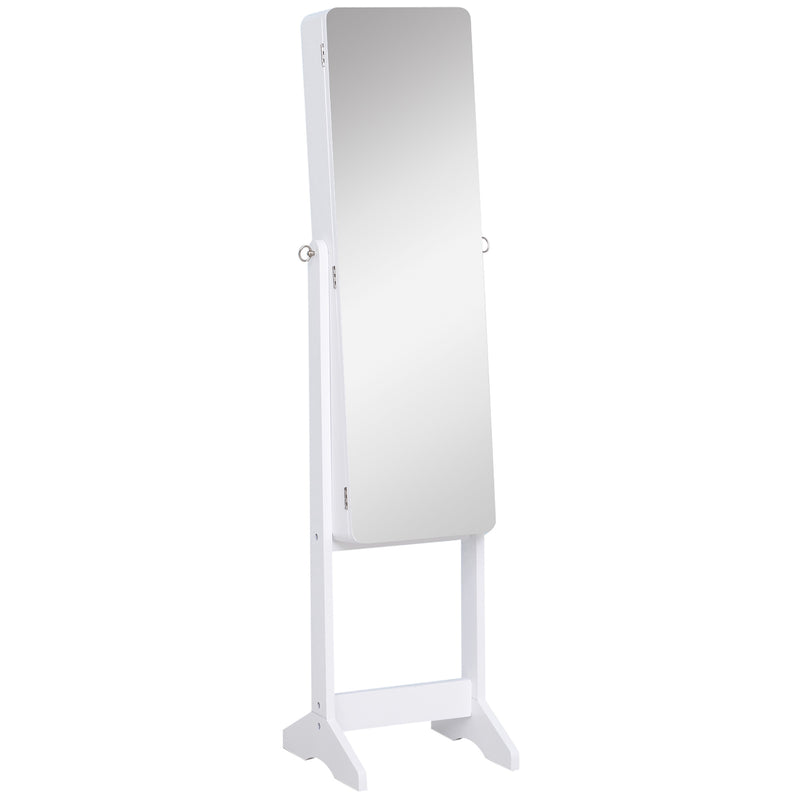 Armadio Portagioie e Trucchi con Specchio e Illuminazione LED Automatica Bianco 30x146x36 cm -1