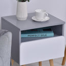 Comodino 1 Cassetto 40x34,3x50 cm in Legno MDF  Grigio e Bianco-4