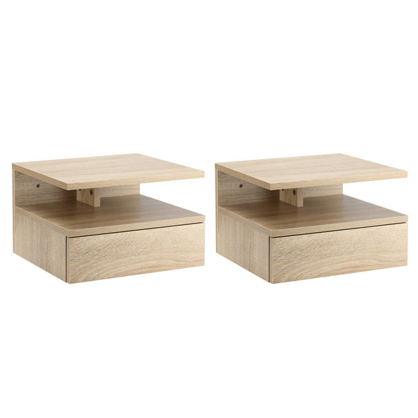 acquista Set de 2 Chevets Suspendus 35x32x22,5 cm Design Moderne Chêne