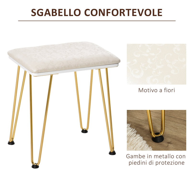 Consolle Trucco 2 Cassetti 80x40x136 cm con Specchio e Sgabello Bianco-7