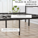 Struttura Letto Una Piazza e Mezzo 140x200 cm in Acciaio con Doghe Integrate Nero-8