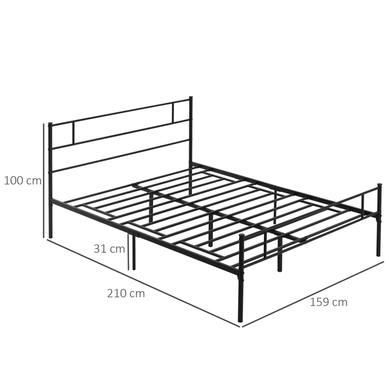 Struttura Letto Matrimoniale 160x200 cm in Acciaio con Doghe Integrate Nero-3