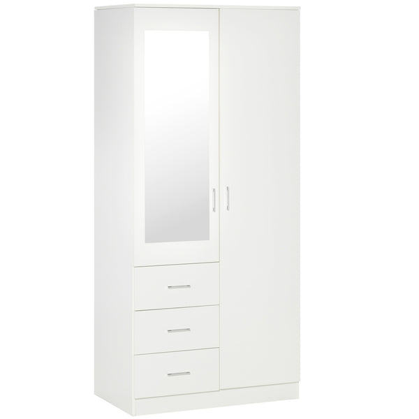 sconto Armoire Moderne à 2 Portes 80x50x180 cm en Aggloméré et Verre Blanc