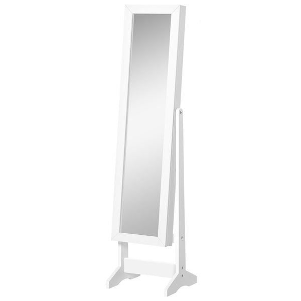 Armoire à Bijoux Miroir 35,5x30x142,5 cm Inclinaison Réglable Blanc acquista