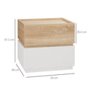 Comodino 2 Cassetti 50x40x47,5 cm Design Moderno Nature Wood e Bianco-3