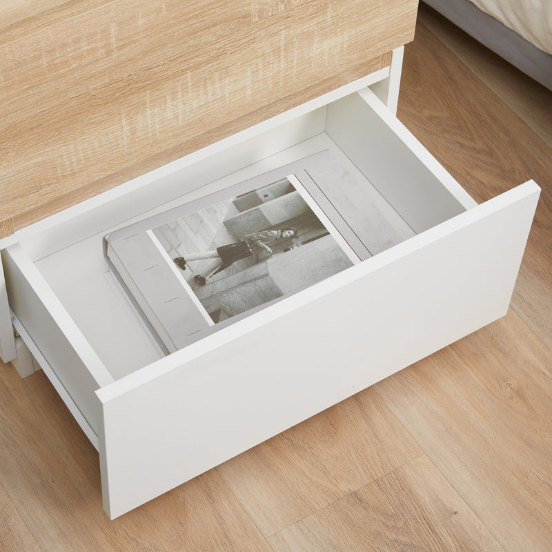 Comodino 2 Cassetti 50x40x47,5 cm Design Moderno Nature Wood e Bianco-9