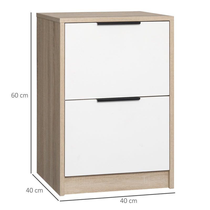 Set 2 Comodini 2 Cassetti 40x40x60 cm in Legno Truciolare Bianco-3