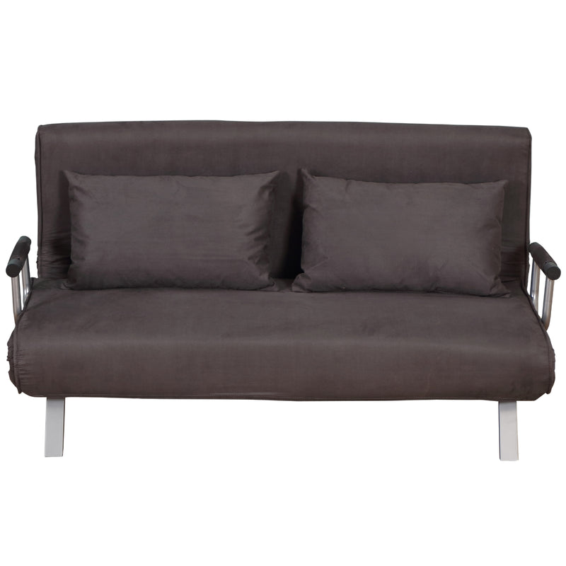 Divano Letto 2 Posti 153x69x82 cm in Tessuto con Cuscini  Grigio-4