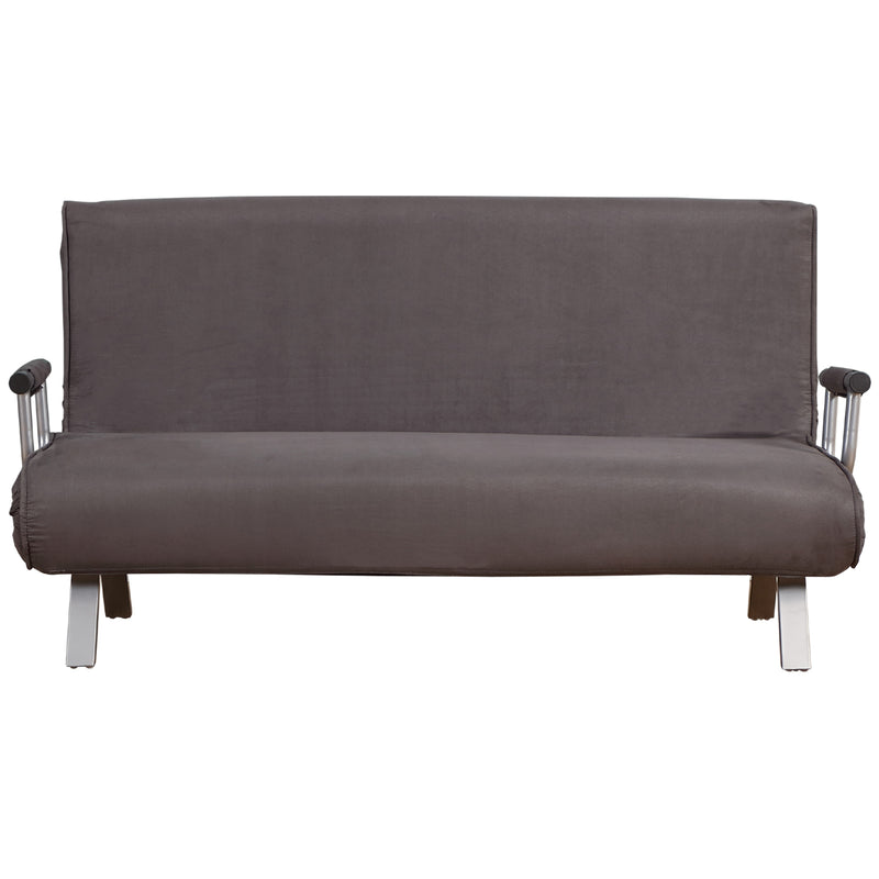 Divano Letto 2 Posti 153x69x82 cm in Tessuto con Cuscini  Grigio-5