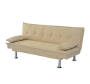 Divano Letto 2 Posti in Tessuto con 2 Cuscini Beige 181x83x85 cm -1