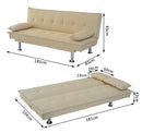 Divano Letto 2 Posti in Tessuto con 2 Cuscini Beige 181x83x85 cm -3