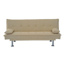 Divano Letto 2 Posti in Tessuto con 2 Cuscini Beige 181x83x85 cm -4