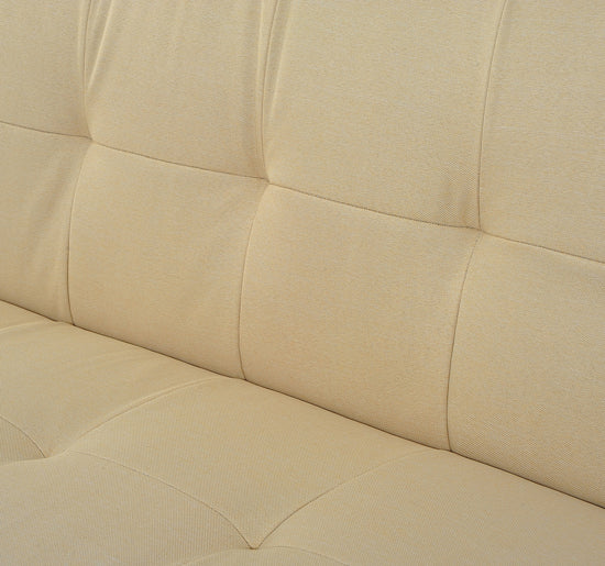 Divano Letto 2 Posti in Tessuto con 2 Cuscini Beige 181x83x85 cm -9