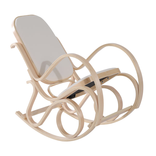 online Fauteuil à Bascule en Bois Style Classique Crème