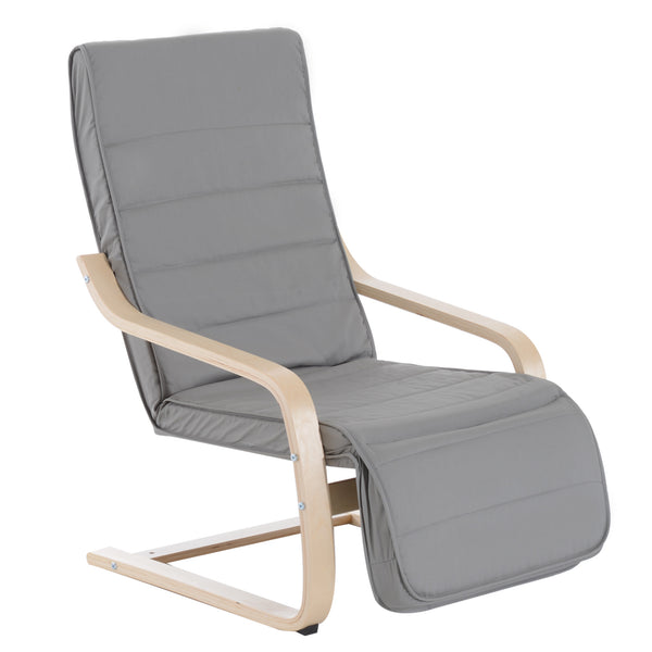 Fauteuil Relax avec repose-pieds à 5 niveaux en bois de bouleau gris prezzo