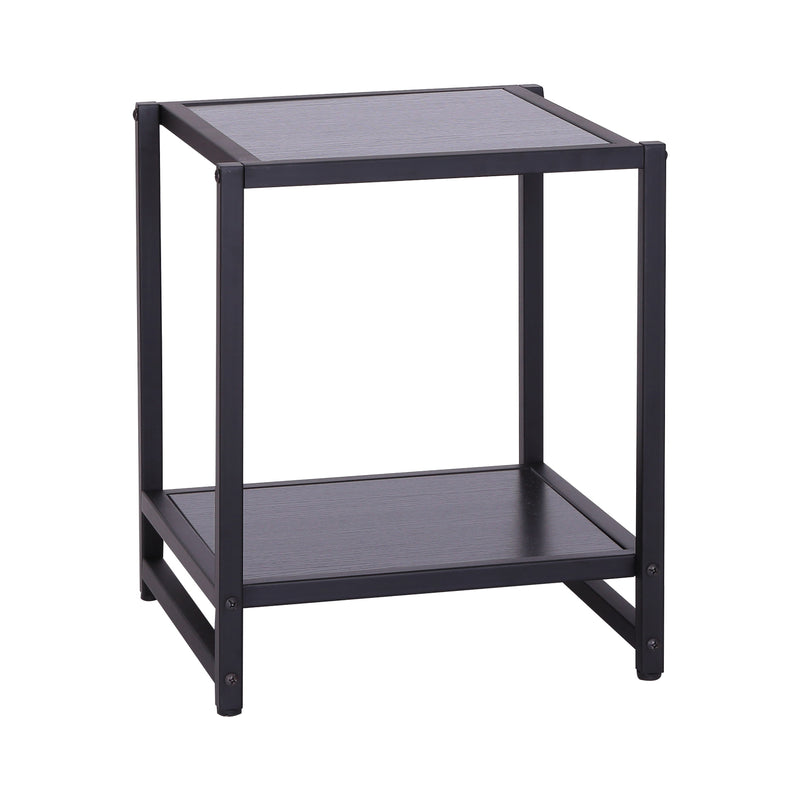 Tavolino Basso Stile Industriale in Legno e Metallo Nero 38x38x45.7 cm -1