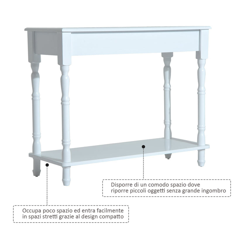 Consolle Moderna per Ingresso in Legno Bianco 89x35.5x72 cm -6