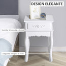 Comodino con Cassetto in Legno Bianco 40x35x60 cm -6