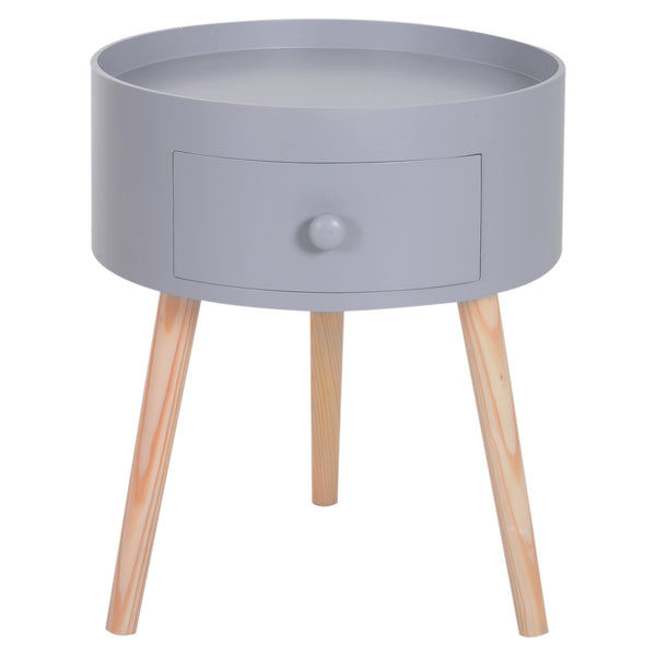 Table Basse Ronde avec Tiroir Moderne Gris Ø38x45 cm online