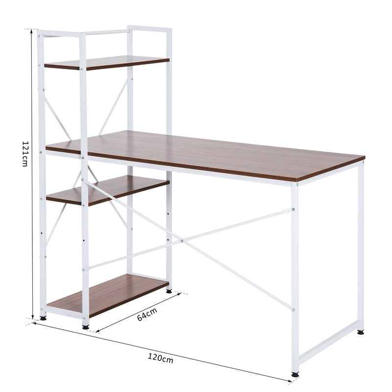 Scrivania da Ufficio con Scaffalatura Noce e Bianco 120x64x121 cm -3