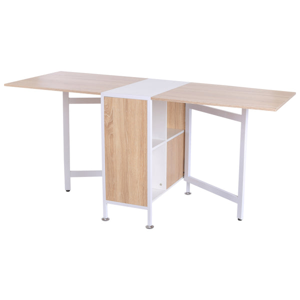 Table Pliante Gain de Place avec 4 Compartiments Chêne et Blanc 169x62x75 cm sconto