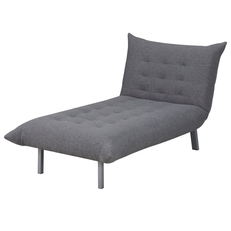 Poltrona Chaise Longue Letto 2 in 1 in Tessuto di Lino Grigio 80x153x84 cm -1