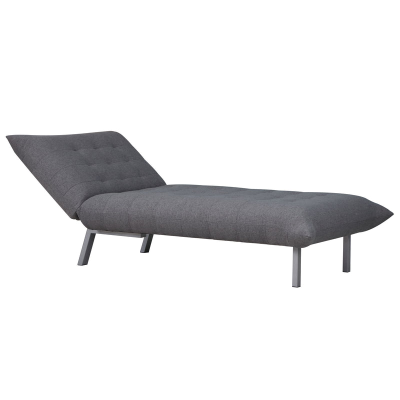 Poltrona Chaise Longue Letto 2 in 1 in Tessuto di Lino Grigio 80x153x84 cm -4