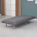 Poltrona Chaise Longue Letto 2 in 1 in Tessuto di Lino Grigio 80x153x84 cm -6