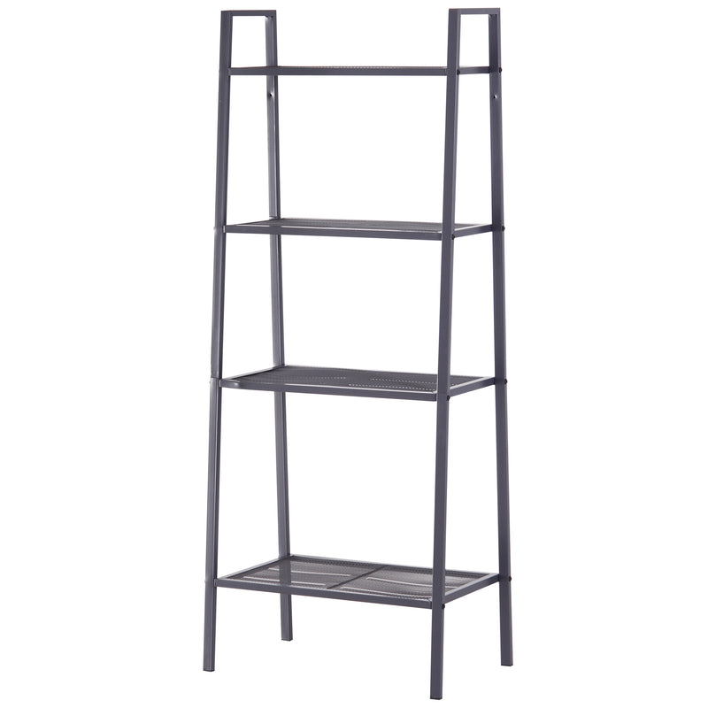 Scaffale a Scala 4 Ripiani in Acciaio Nero 60x35.2x148.2 cm -1