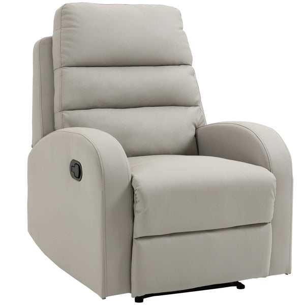 sconto Fauteuil relax inclinable manuel 80x91x102 cm en simili cuir gris clair