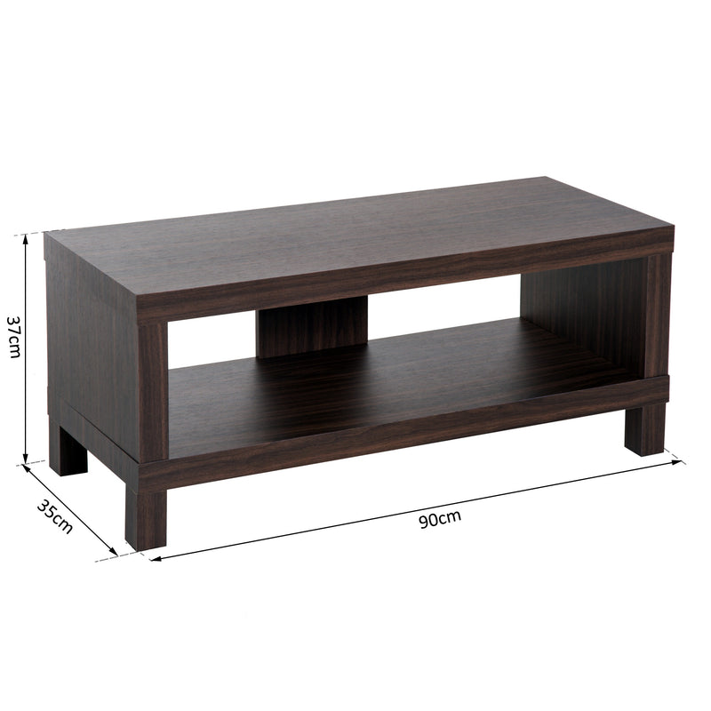 Mobile TV Basso con Vano in Legno Noce 90x35x37 cm -3