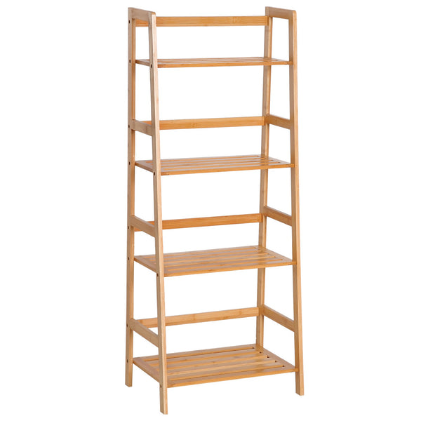 Bibliothèque étagère polyvalente 4 niveaux en bambou naturel 48x30x119 cm sconto