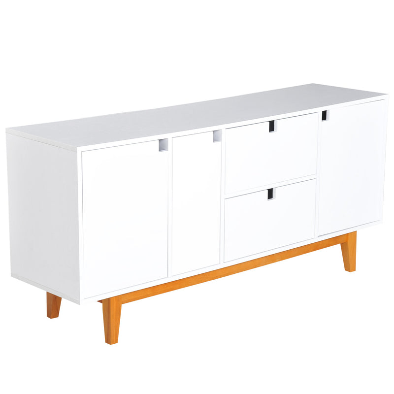 Credenza Mobile da Soggiorno Moderno Bianco con Piedini 145x38x67 cm -1