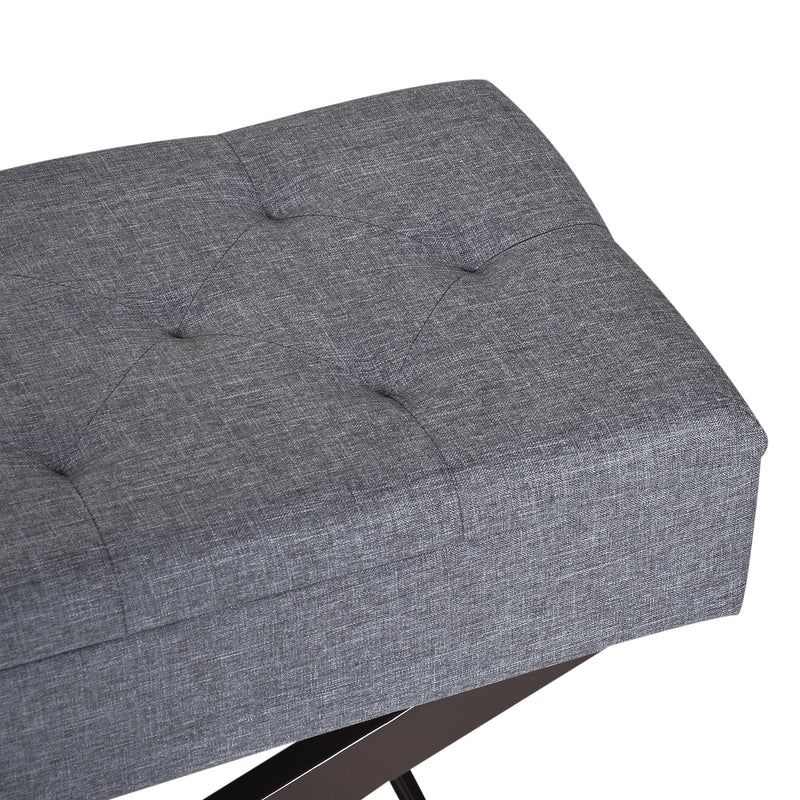 Cassapanca Pouf Contenitore Imbottito Grigio 80x40x42 cm -8