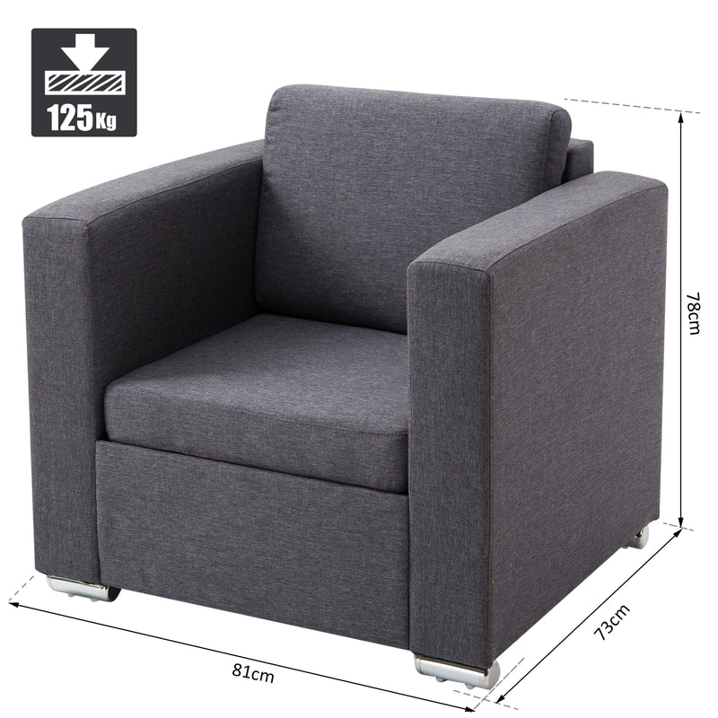 Poltroncina Moderna con Rivestimento in Tessuto Grigio Scuro 81x73x78 cm -3