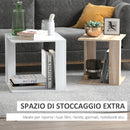 Set di 2 Tavolini Componibile Bianco e Rovere 50x50x48 cm/40x40x44 cm -4