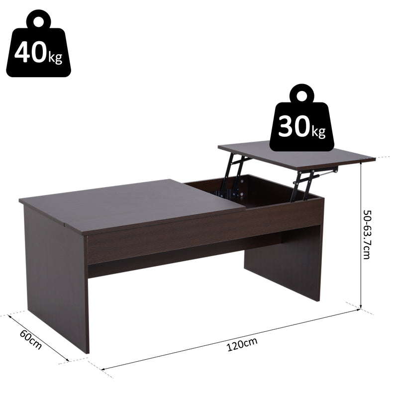 Tavolino Basso con Ripiani Rialzabili Rovere Scuro 120x60x50-63,7 cm -3