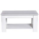 Tavolino da Soggiorno con Ripiano Rialzabile in Legno Bianco 100x50x63 cm -4