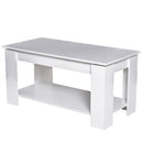 Tavolino da Soggiorno con Ripiano Rialzabile in Legno Bianco 100x50x63 cm -6