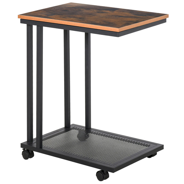 Table d'angle pour canapé et lit avec 4 roulettes en bois de style industriel 51x36x61 cm online