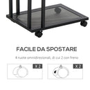 Tavolino Angolare per Divano e Letto con 4 Rotelle in Legno Stile Industrial 51x36x61 cm -6