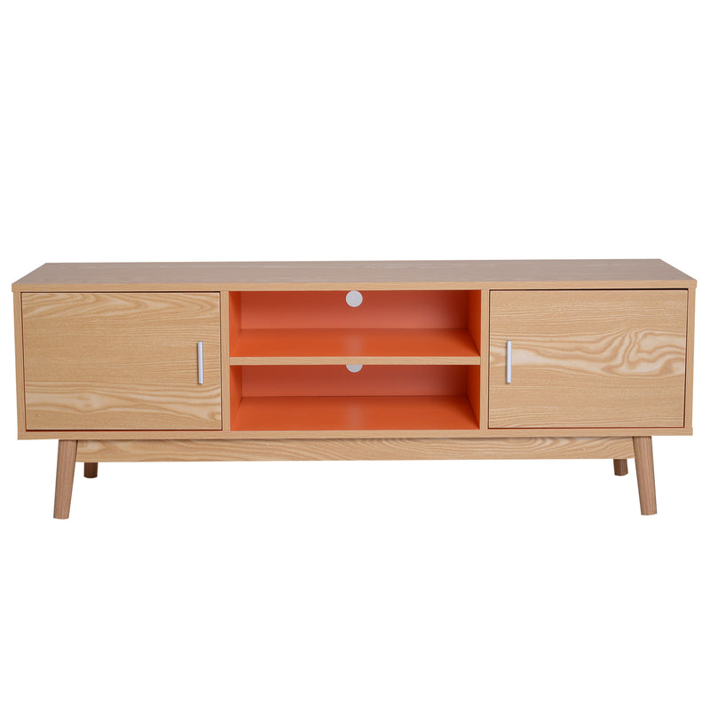 Mobile TV in Legno Rovere e Arancio 130x38x46.5 cm -3