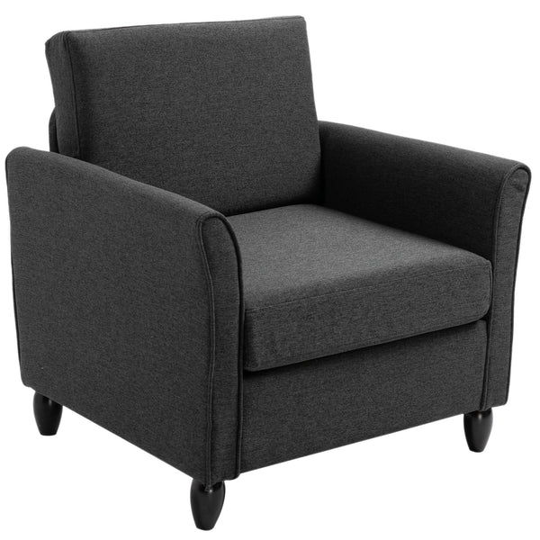 sconto Fauteuil rembourré avec revêtement en lin gris foncé 82x65x78 cm