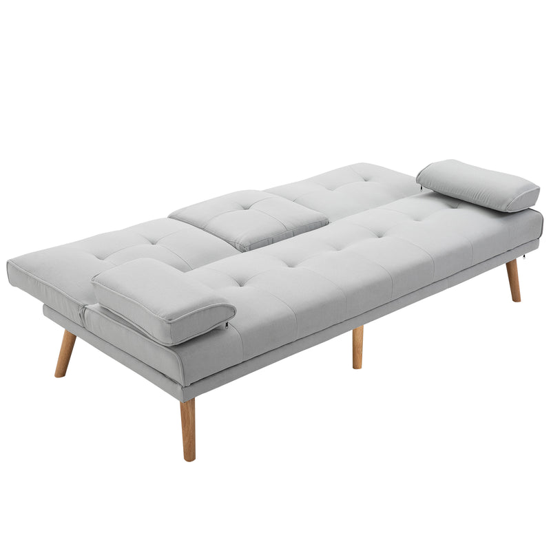 Divano Letto 3 Posti 181x77x72 cm in Tessuto  Grigio-4