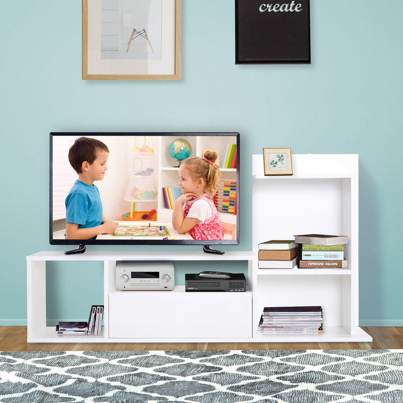 Mobile TV con Scaffali in Legno 120x30x67 cm  Bianco-2