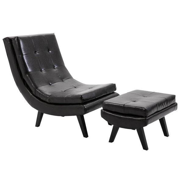 acquista Fauteuil relax avec repose-pieds en similicuir café