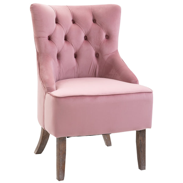 prezzo Fauteuil en velours avec pieds en bois rose